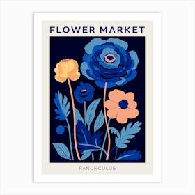 Blue Flower Market Poster Ranunculus 3 Art Print