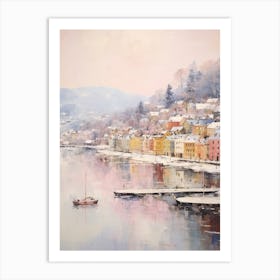 Dreamy Winter Painting Bergen Norway 4 Art Print