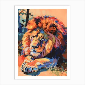 Transvaal Lion Resting In The Sun Fauvist Painting 3 Art Print