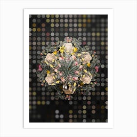 Vintage Narcissus Gouani Flower Wreath on Dot Bokeh Pattern n.0641 Art Print