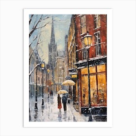 Vintage Winter Painting Cologne Germany 1 Art Print