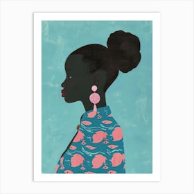 Black Woman With Pink Hair Art Print