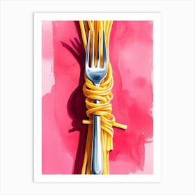 Spaghetti And Fork Art Print