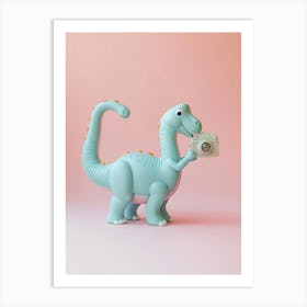 Pastel Toy Dinosaur Taking A Photo On An Analogue Camera 2 Art Print