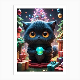 Christmas Cat Art Print