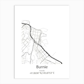 Burnie,Australia Minimalist Map Art Print