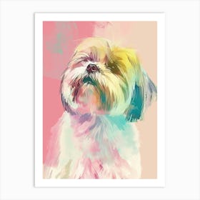 Shih Tzu Dog Pastel Line Painting 3 Art Print