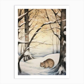 Winter Watercolour Vole Art Print