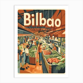 Aihrgdesign A 1970s Inspired Travel Poster For Bilbao Art Print