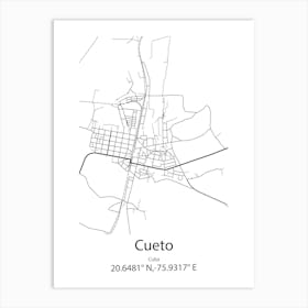 Cueto,Cuba Minimalist Map Art Print