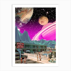 Synthwave space vintage retro collage #3 1 Art Print