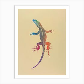 Colourful Rainbow Lizard Block Print 1 Art Print