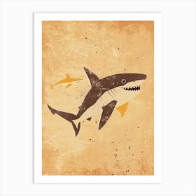 Shark Family Muted Pastels 2 Art Print