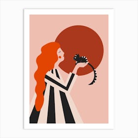 Redhead And Kitten Art Print