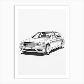 Mercedes Benz S Class Line Drawing 2 Art Print