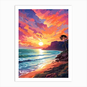 Four Mile Beach Australia At Sunset, Vibrant Painting 2 Art Print