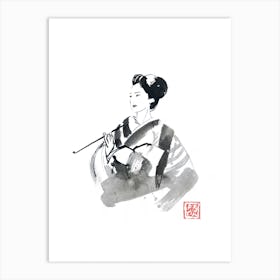 Smoking Geisha Art Print