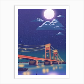 Bridge At Night Art Print