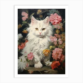 White Cat Rococo Style 6 Art Print