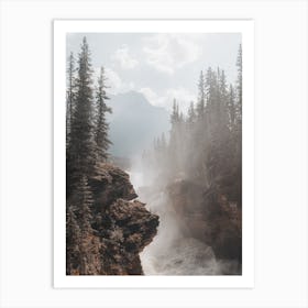 Rushing Waterfall In Oregon Art Print