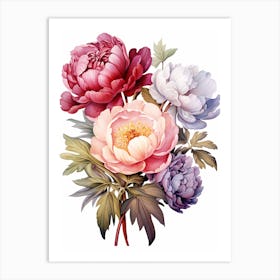 A Bouquet Full Of Colorful Peony Art Print