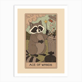 Ace Of Wands - Raccoons Tarot Art Print