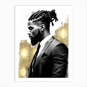 Black Man with Gold Abstract 1 Art Print