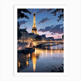 Eiffel Tower At Dusk 3 Art Print