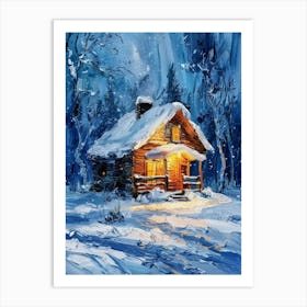 Cabin In The Snow Art Print