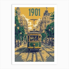 Aihrgdesign A Vintage Travel Poster Of An Electric Tram Glidi 25bf6cc8 D0c6 4d3f 9e12 7cfffa85fc8d 1 Art Print