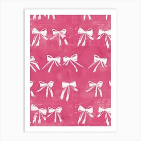 Pink And White Bows 4 Pattern Art Print