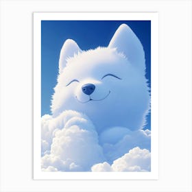 White Cat In The Clouds Art Print