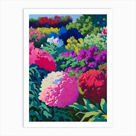 Mixed Perennial Beds Of Peonies Colourful 1 Painting Art Print