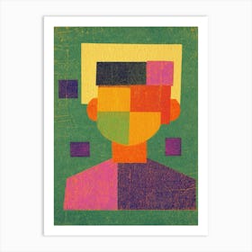 Portrait Of A Man Minimal 1920s Painting Art Print