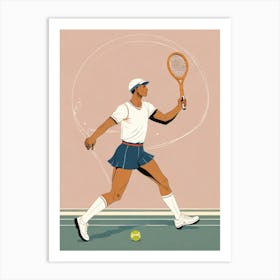 Tennis Player In Action Art Print