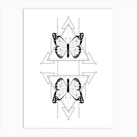 Mirrored Butterfly Line Art Print Illustration Art Print