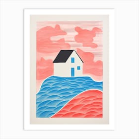 A House In Cape Cod, Abstract Risograph Style 1 Art Print
