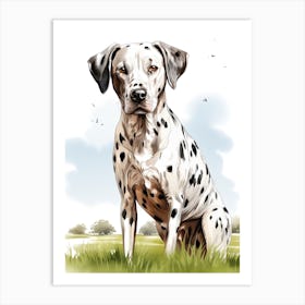 Dalmatian Dog, Colour Line Drawing 4 Art Print