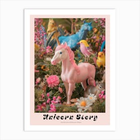 Plastic Pink Unicorn With Woodland Toy Friends Poster Art Print