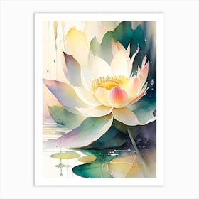 Giant Lotus Storybook Watercolour 3 Art Print