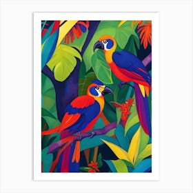 Parrots In The Jungle Fauvism Tropical Birds in the Jungle 7 Art Print