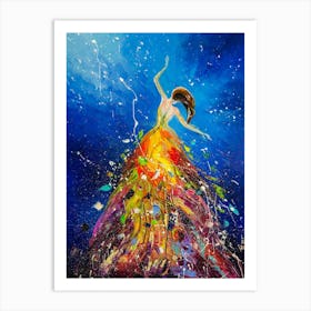 Dance in the Sky Woman Art Painting Art Print