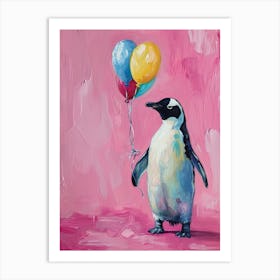 Cute Emperor Penguin 2 With Balloon Art Print