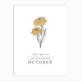 October Marigold Birth Flower 2 Art Print