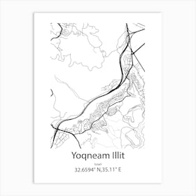 Yoqneam Illit,Israel Minimalist Map Art Print