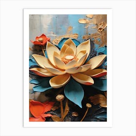 Lotus Flower Acrylic Painting Art Print