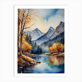 Watercolor Of A River 14 Art Print