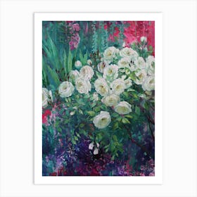 Impressionism White Roses In The Garden Art Print