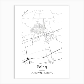 Poing,Germany Minimalist Map Art Print