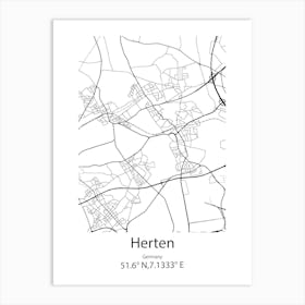 Herten,Germany Minimalist Map Art Print